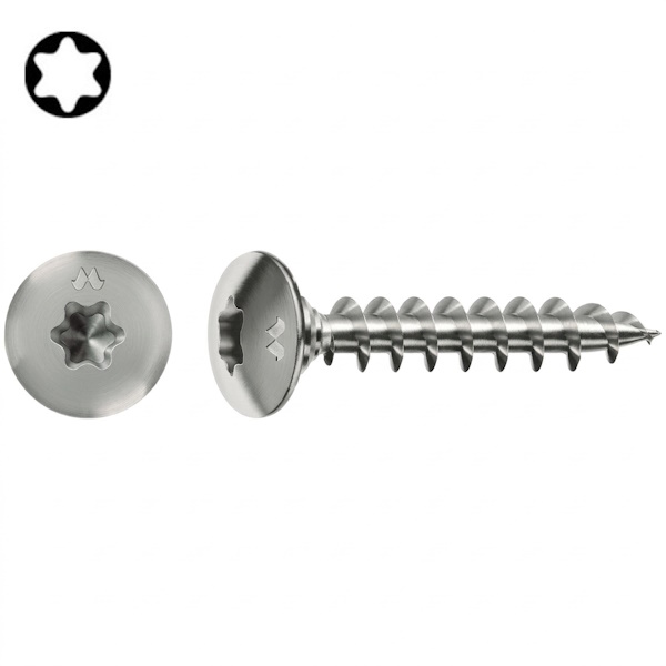 Mustad Vite Panelvit FC per Legno Alluminio e PVC Testa Fungo con Collare (TFC) TORX Chromiting - MUSTAD